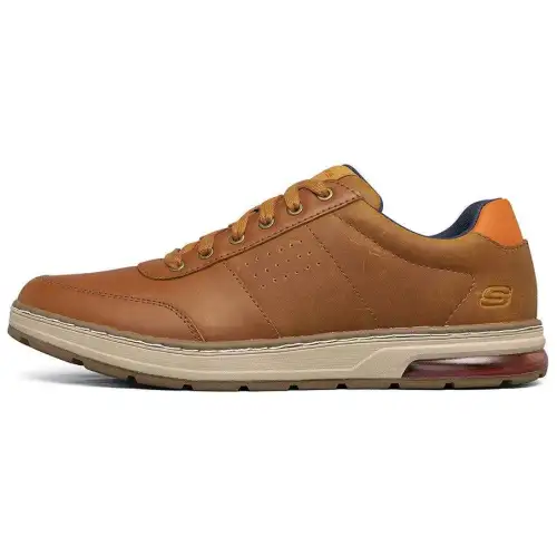 Skechers Synthetic Leather, Split Cow Leather Low top Casual Shoes Men's Light Brown