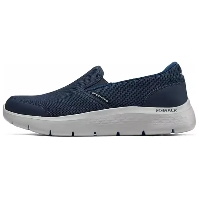 Skechers Go Walk Fle Textile, Synthetic Leather Breathable Thermal Low top Casual Shoes Men's Marine Blue
