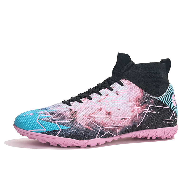 Jifffly Cushioning Slip Resistant Abrasion Resistant Breathable Support Soccer Shoes Unisex Nebula Pink