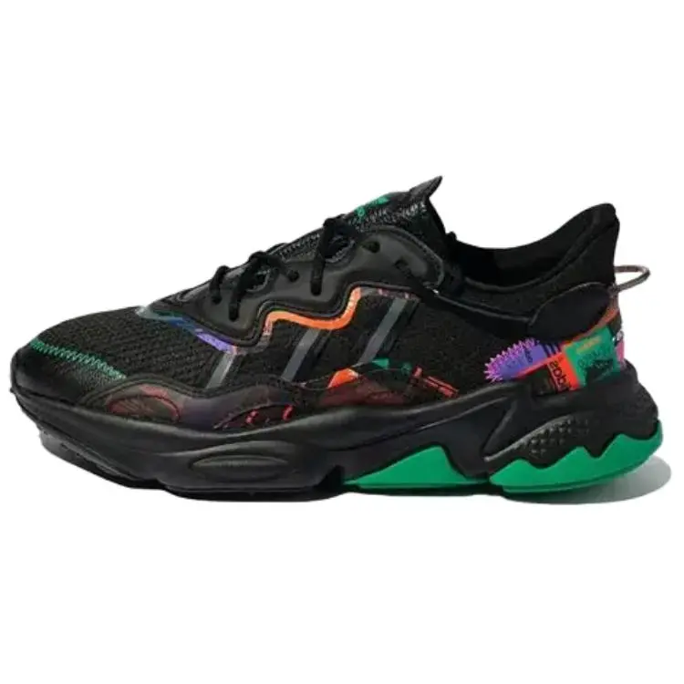 Adidas Originals Ozweego Casual Shoes 'Black Green Multi Color'