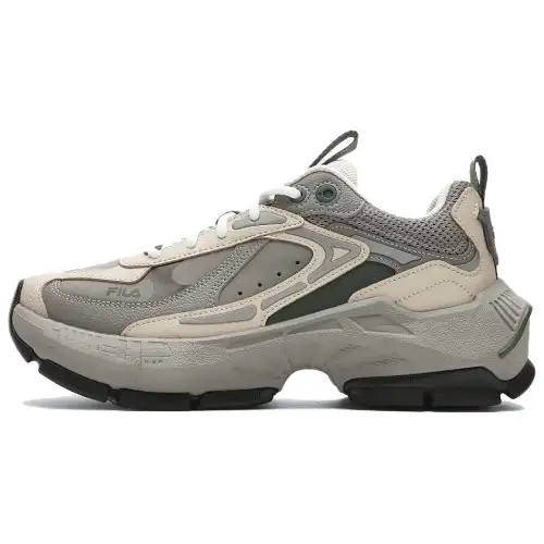 FILA CICLONE Textile, Synthetic Leather, Top Grain Cow Leather Cushioning Low top Casual Shoes Women's Gray Black