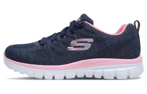 Skechers Graceful Cushioning Breathable Low top Sports Casual Shoes Women's Blue Pink