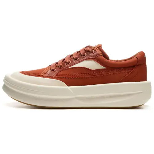 Li Ning Slip Resistant Abrasion Resistant Low top Casual Shoes Unisex Brown Red