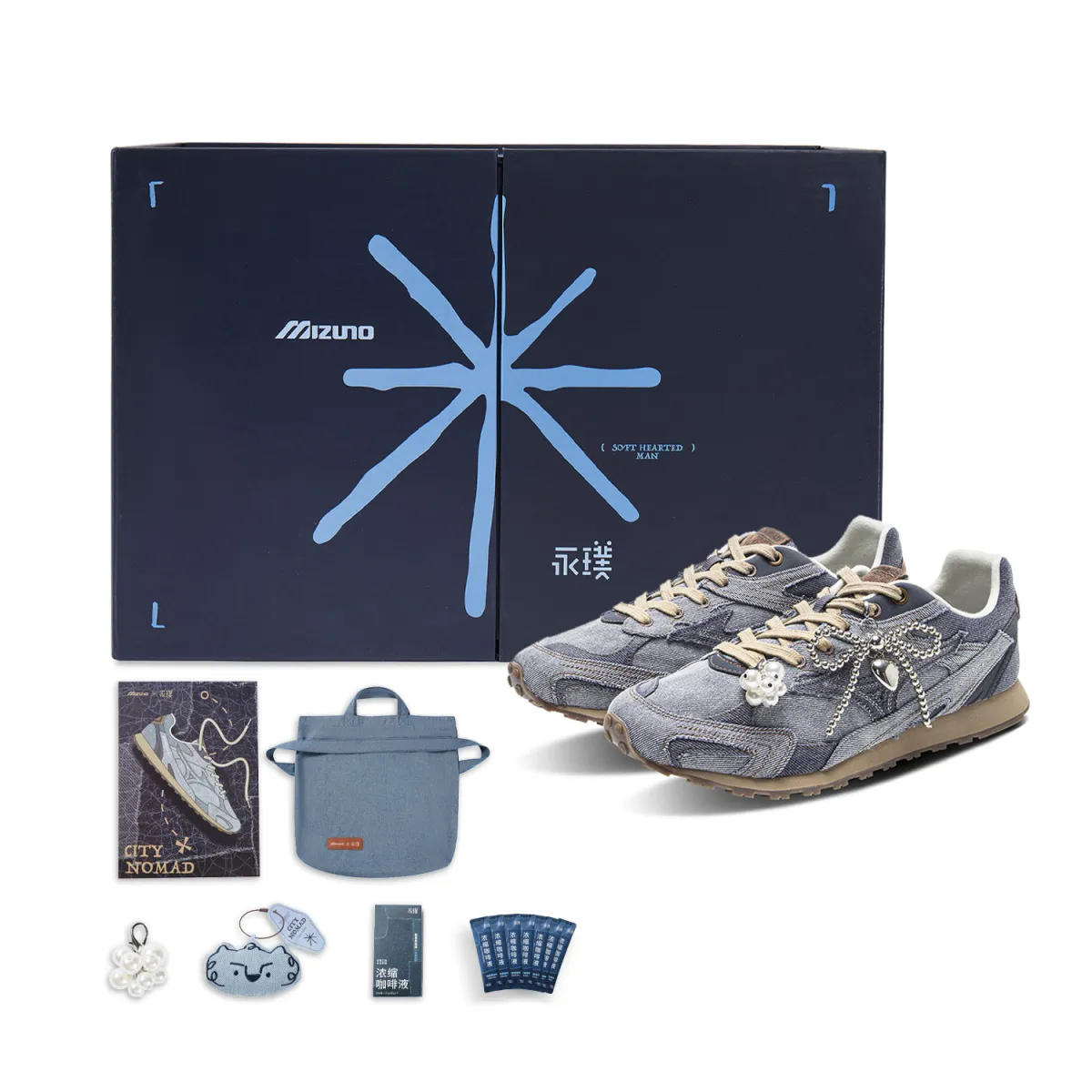 Yongpu x Mizuno LG 60S Low top Casual Shoes Unisex Denim Blue