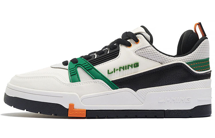 LiNing Li Ning 001 BTC fabric synthetic leather, comfortable and versatile, shock-absorbing, non-slip and wear-resistant, low-cut sports and casual shoes, men's white and green