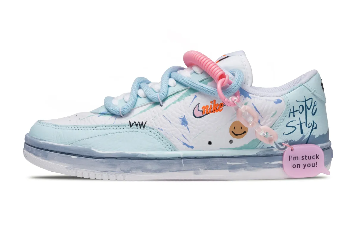 Nike Court Vintage Fresh Look Summer Slip Resistant Abrasion Resistant Low top Casual Shoes Women's Sky Blue