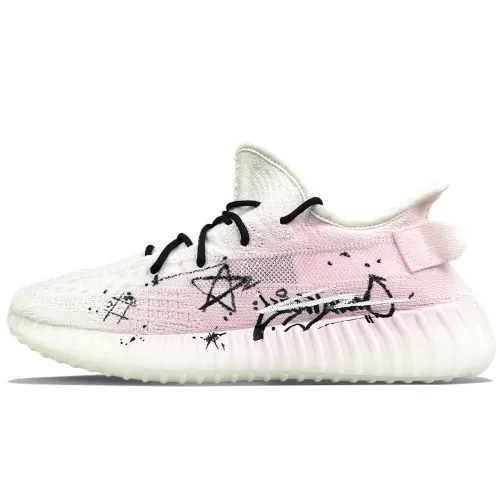 Adidas Originals Yeezy Boost 350 V2 Abrasion Resistant Low top Casual Shoes Unisex White Pink