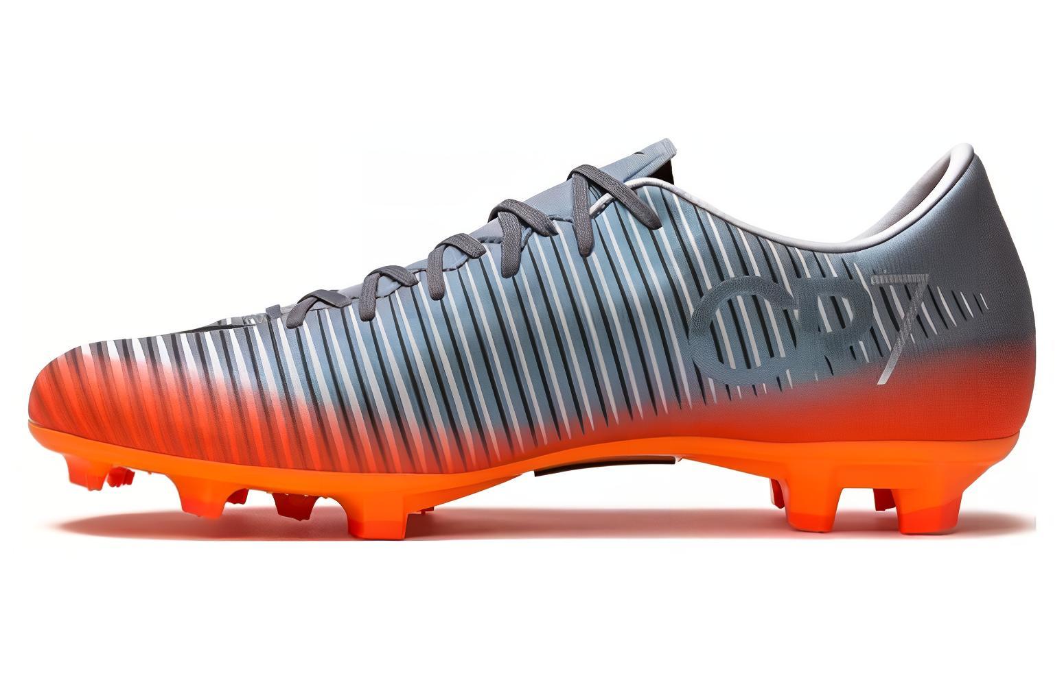 Nike Mercurial Victory 6 CR7 Sports Comfortable FG (Glue Spikes) Anti-slip and Wear-Resistant Football Shoes Men's Gray Orange