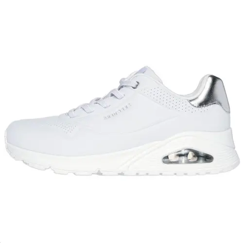 Skechers Uno Abrasion Resistant Abrasion Resistant Low top Casual Shoes Women's White Silver