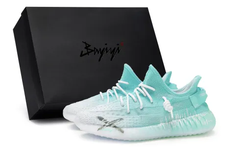 Adidas Originals Yeezy Boost 350 V2 Low top Casual Shoes Unisex White Cyan