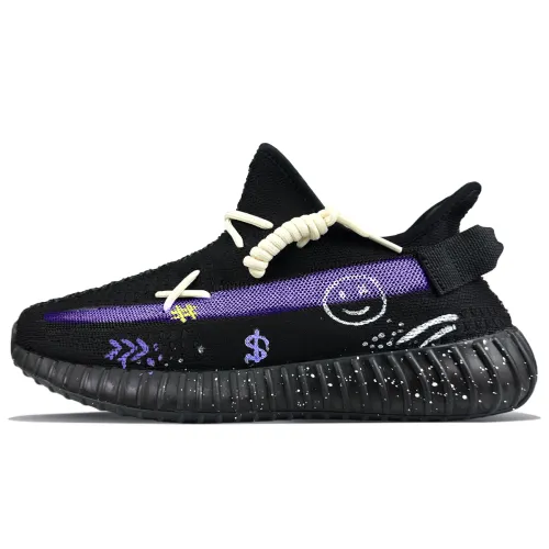 Adidas Originals Yeezy Boost 350 V2 Slip Resistant Slip Resistant Low top Casual Shoes Unisex Black Purple