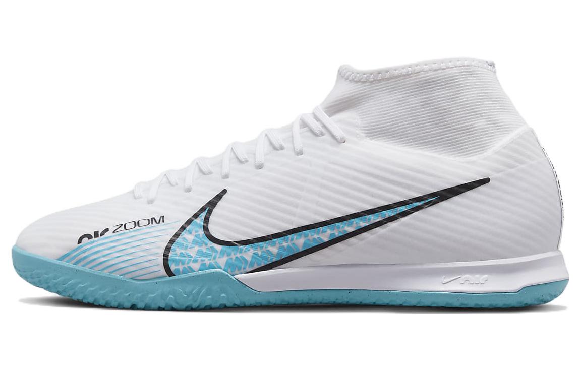 Nike Mercurial Superfly 9 Zoom Academy Mid-top lace-up IC/IN shock-absorbing, non-slip and wear-resistant Football shoes Men's blue and white
