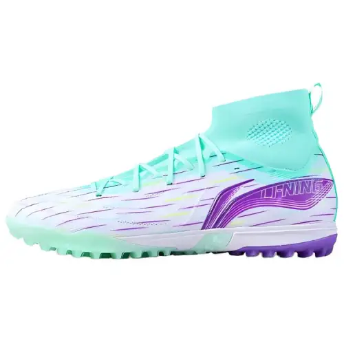 Li Ning MG Multi Ground Slip Resistant Abrasion Resistant Soccer Shoes Men's White Green Purple