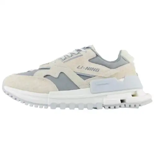 Li Ning 001 Abrasion Resistant Low top Casual Shoes Men's Beige Gray
