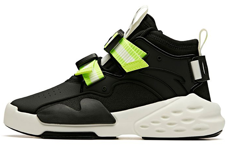 Anta Bastard Slip Resistant Cushioning High top Skateboard Shoes Men's Black White Green