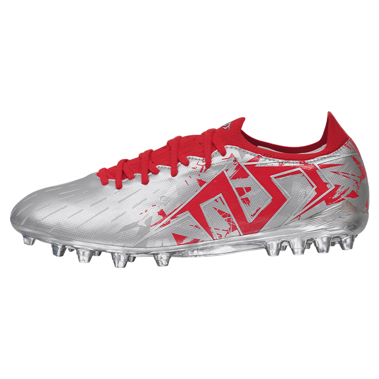 TLSS. MG Multi Ground Artificial Turf Cushioning, Wear Resistant Soccer Shoes Men’s Silver Red