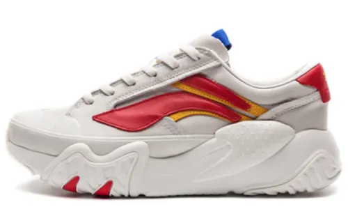 Li Ning Wave Hbrd Cushioning Slip Resistant Abrasion Resistant Low top Casual Shoes Women's Mist White