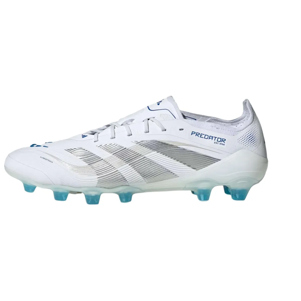 Adidas PREDATOR ELITE Soccer Shoes Unisex Low-top Cloud White/Metallic Silver/Bright Royal Blue