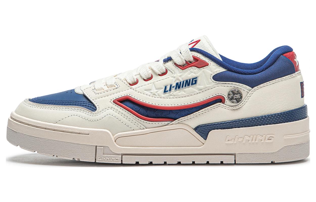LiNing Li Ning 001 BTC BTC PREMIUM simple and versatile, shock-absorbing, non-slip and wear-resistant, low-cut lifestyle shoes, men's style, white and blue
