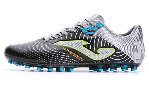 Joma MG Multi Ground Synthetic Leather Slip Resistant Abrasion Resistant Soccer Shoes Men's Black Silver