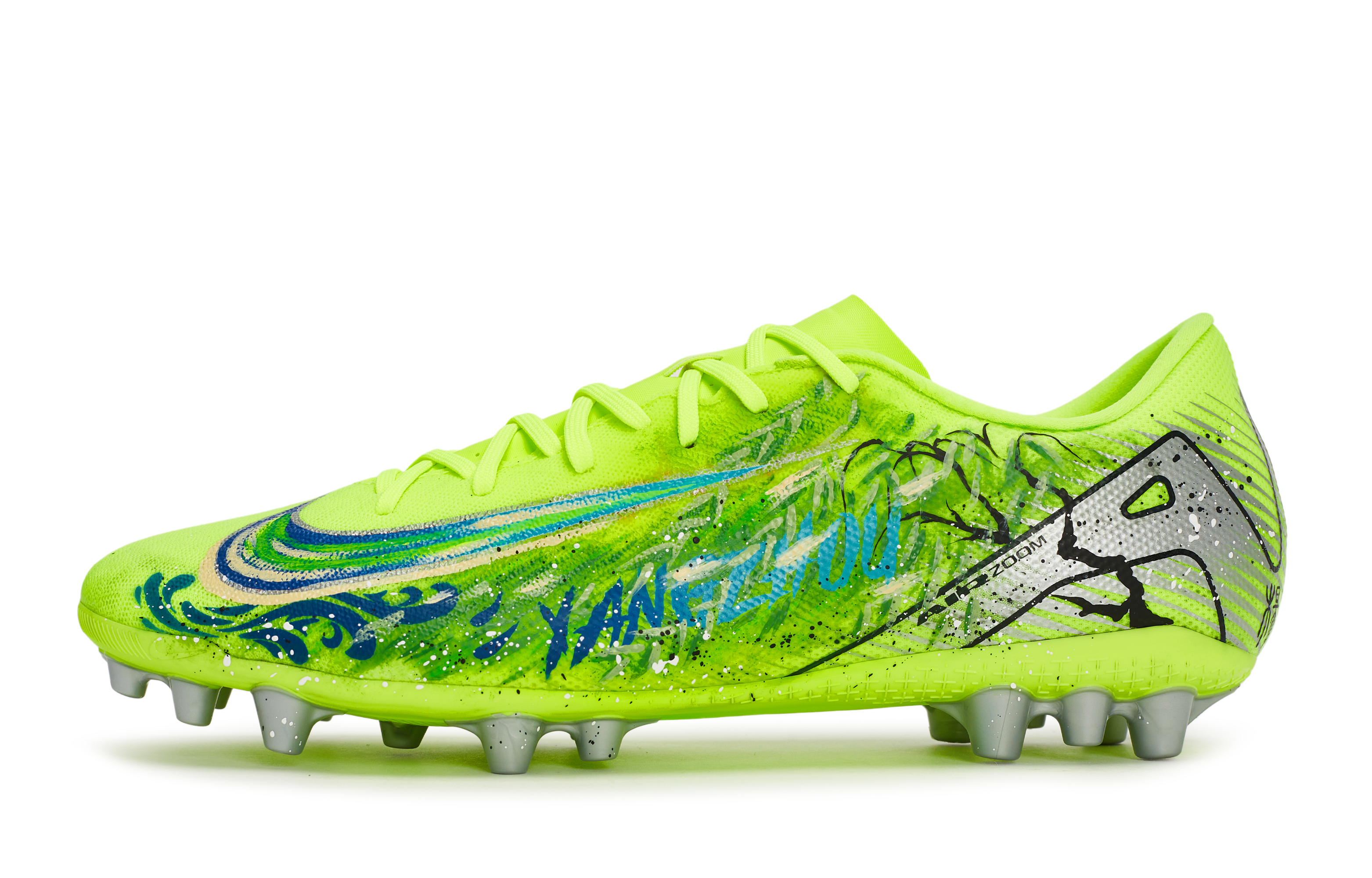 Nike Court Zoom Vapor Abrasion Resistant Abrasion Resistant Soccer Shoes Unisex Blue Green Silver