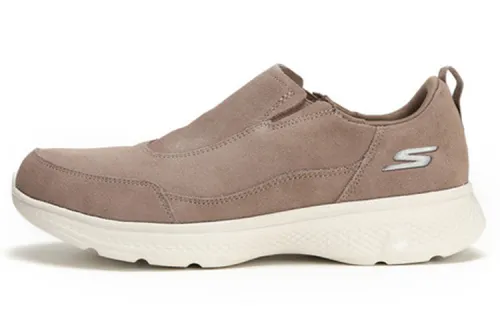 Skechers Go Walk 4 Leather Comfortable Cushioning Abrasion Resistant Low top Casual Shoes Men's Khaki