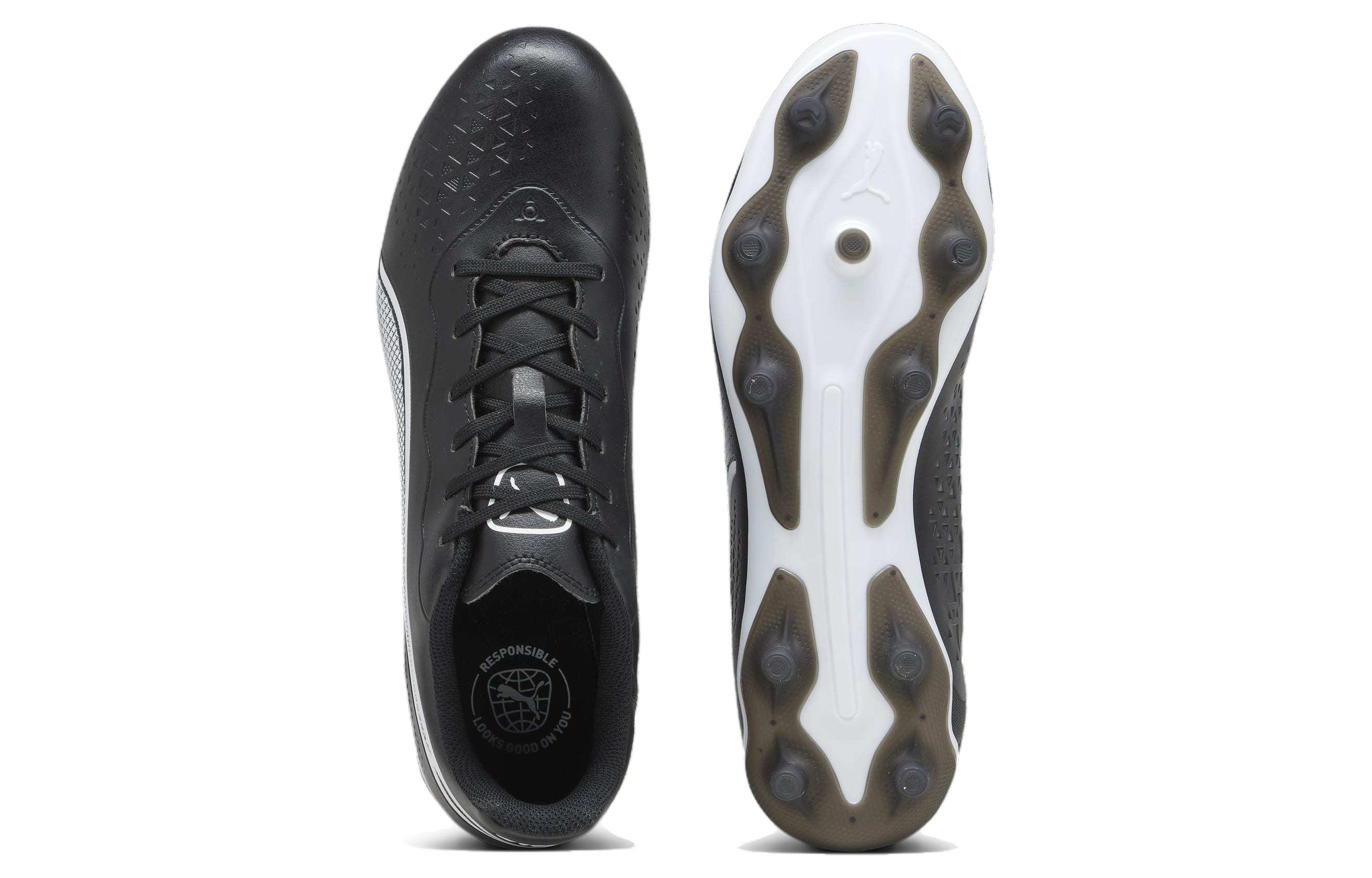 PUMA King Comfortable FG Rubber Long Studs AG Rubber Short Studs Soccer Shoes Unisex Black White