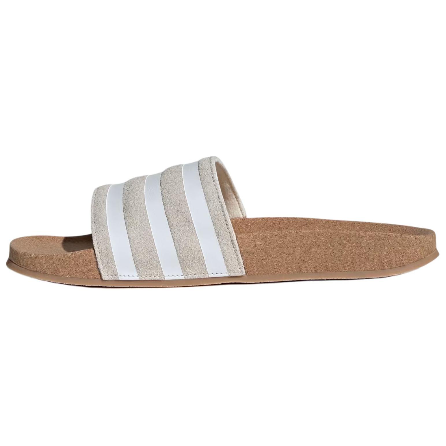 Adidas Adilette Abrasion Resistant Slide Slippers Women's Gray White