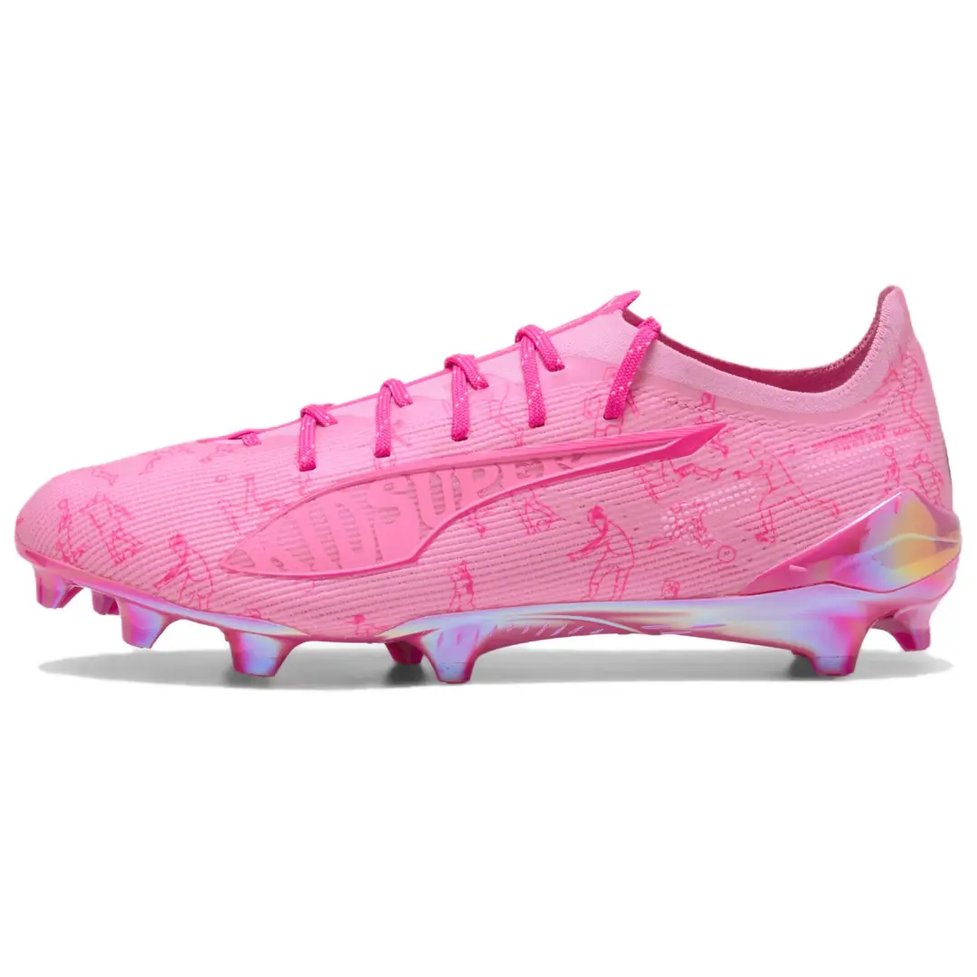 KIDSUPER x PUMA ULTRA 5 ULTIMATE Comfortable And Lightweight FG Firm Ground Abrasion Resistant Soccer Shoes Unisex Pink