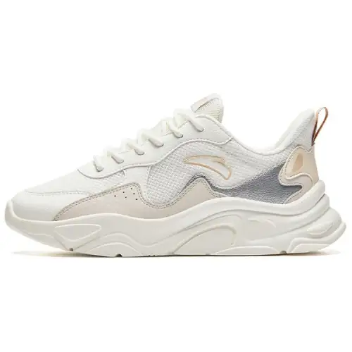 Anta Life Collection Synthetic Leather Cushioning Slip Resistant Low top Casual Shoes Women's Ecru