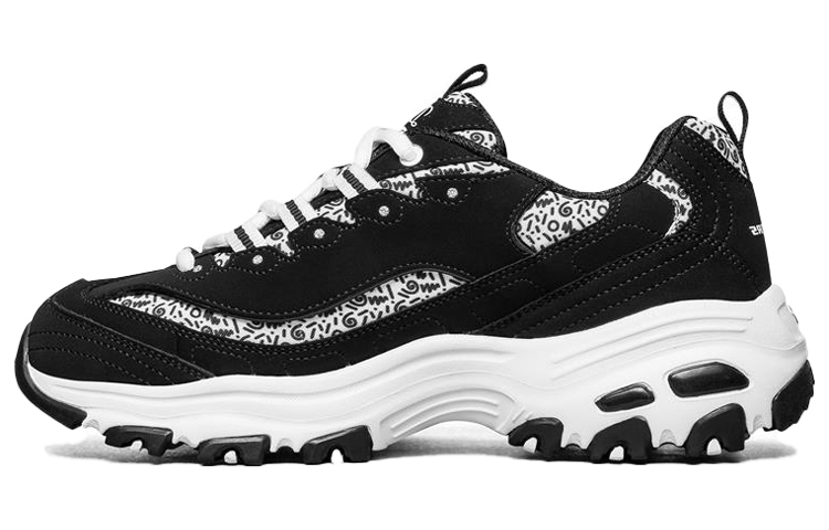 Skechers Skechers D'LITES 1.0 PU artificial leather, sporty and comfortable, low-top, lifestyle shoes, women's, white and black