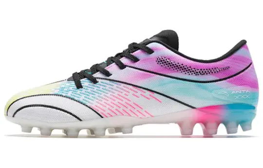 Anta MG Multi Ground Soft Ground, Artificial Ground, Natural Ground Abrasion Resistant Soccer Shoes Men's White Purple