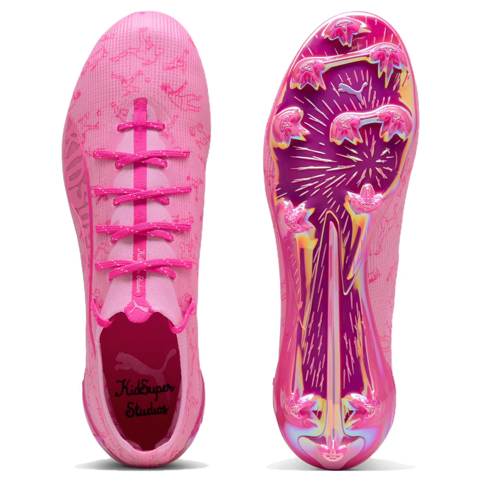 KIDSUPER x PUMA ULTRA 5 ULTIMATE Comfortable And Lightweight FG Firm Ground Abrasion Resistant Soccer Shoes Unisex Pink