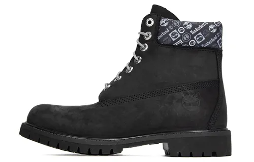 Timberland Premium 6 Inch Waterproof Boots 'Black And Logo Print'