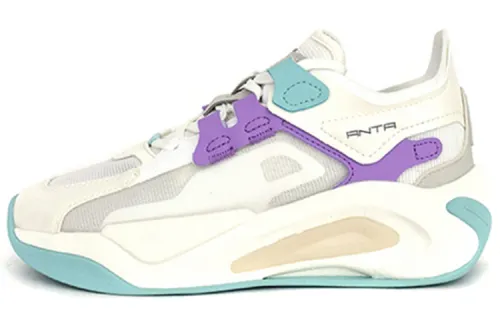 ANTA Casual Shoes Women's Low Top Ivory White/once Gray/lotus Purple