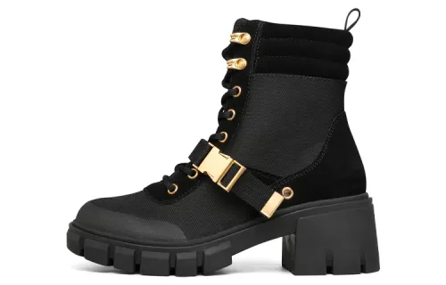 Skechers Top Notch Combat Boots Women's High Top Black/Gold