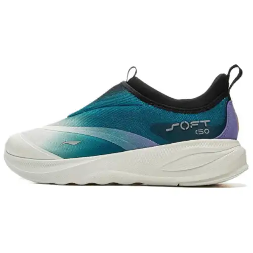 Li Ning SOFT GO 2 Cushioning Slip Resistant Abrasion Resistant Low top Casual Shoes Men's Green Purple