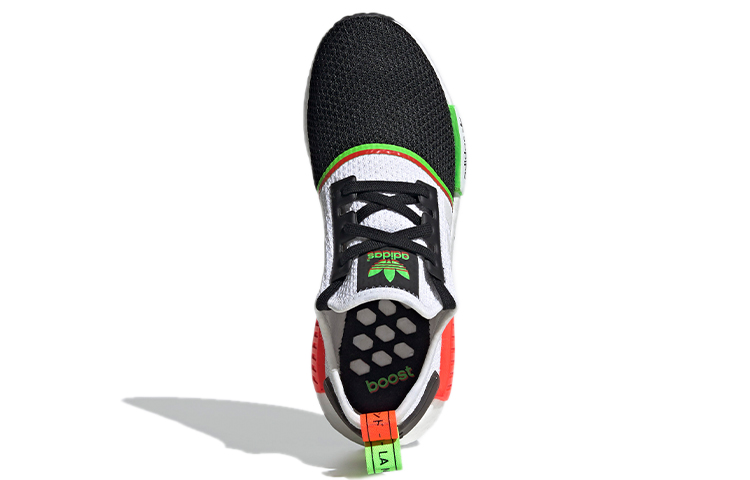 Кроссовки adidas originals NMD_R1 (бело-черно-красно-зеленые) — Белый / чёрный / красный / зелёный — фото 5