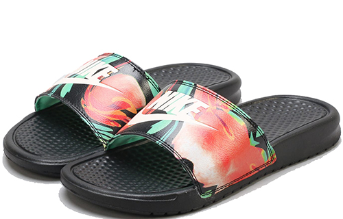 Женские шлепанцы Nike Benassi JDI Print (черно-черные) — фото 4