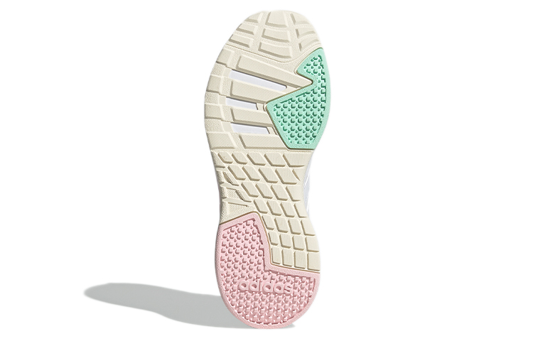 Женские кеды adidas neo (бело-зелено-розовые) — фото 6