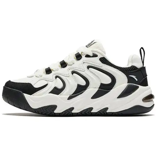 Anta Textile, Synthetic Leather Slip Resistant Abrasion Resistant Low top Casual Shoes Women's White Black