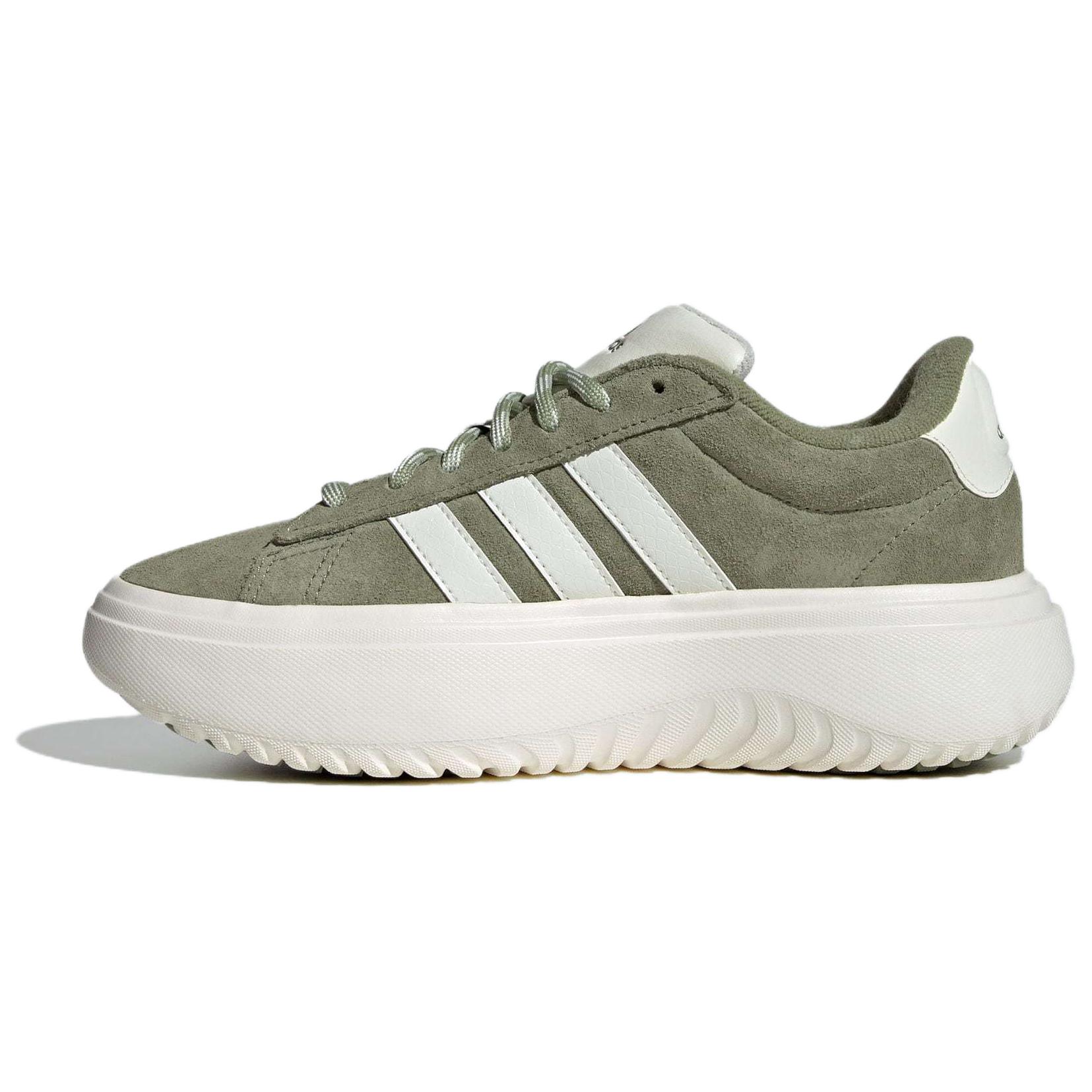 Женские кеды adidas GRAND COURT PLATFORM (зелено-белые)