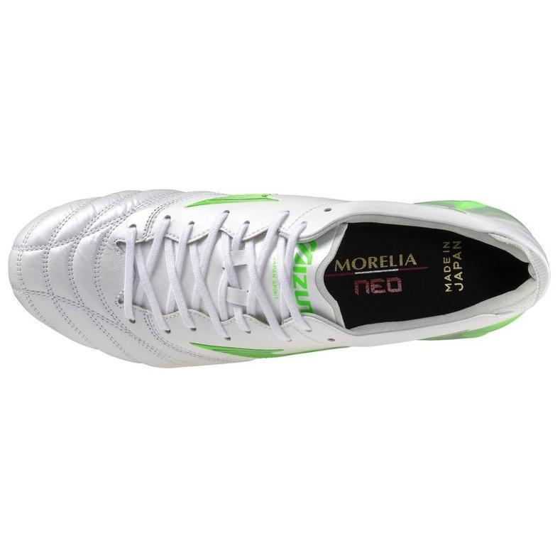 Mizuno Morelia Neo 4 Slip Resistant Abrasion Resistant Soccer Shoes Unisex White Green