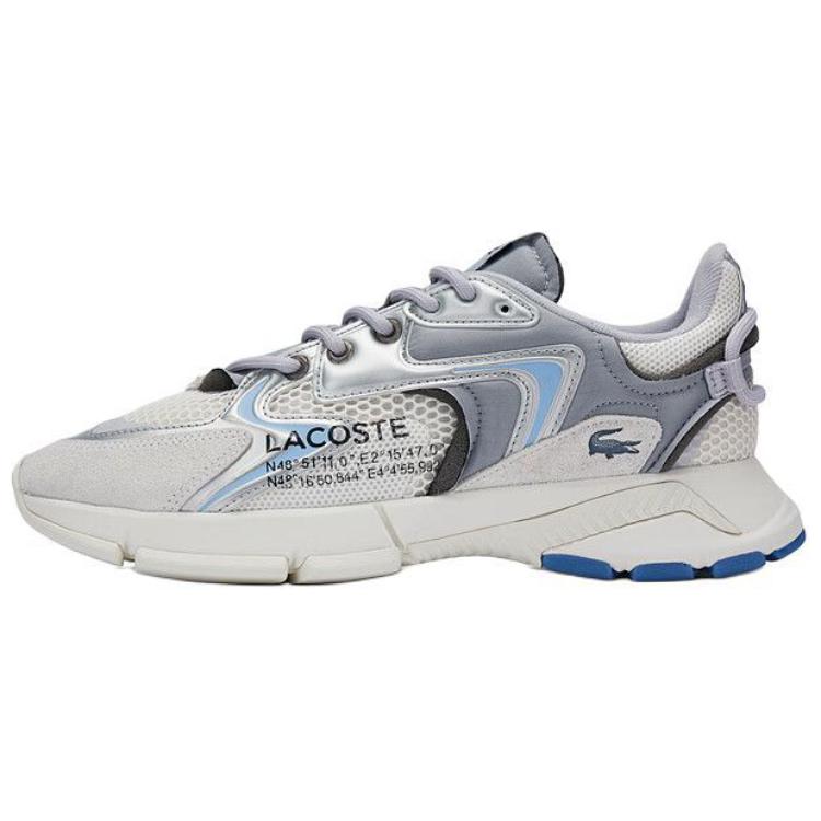 LACOSTE Comfortable Slip Resistant Slip Resistant Low top Casual Shoes Men's Silver
