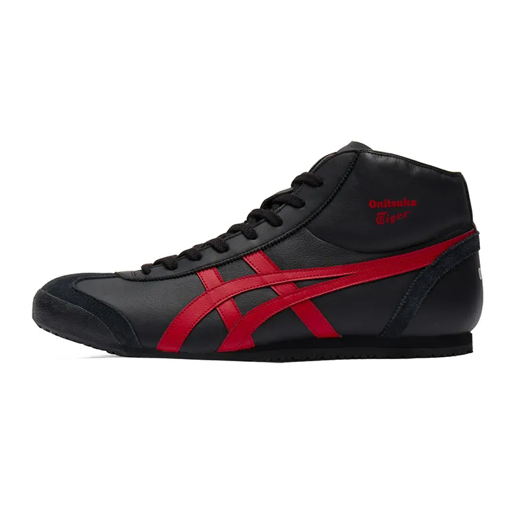 Onitsuka Tiger Mexico Mid Runner Leather Mid top Casual Shoes Unisex Black Red