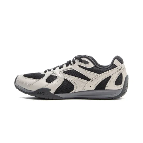 Li Ning Film Retro Slip Resistant, Abrasion Resistant, Lightweight Low top Casual Shoes Women's Gray Black