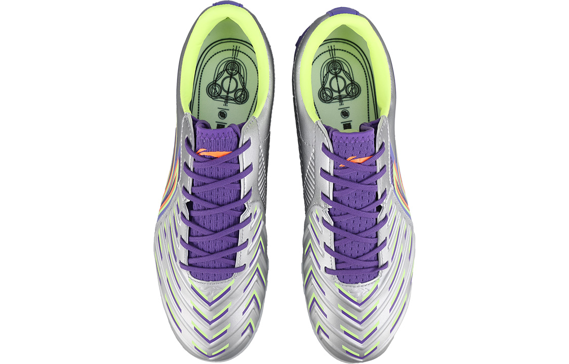 Li Ning Brocade Turf TF Turf Firm Ground, Artificial Turf Soccer Shoes Men’s Purple Silver