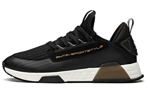 ANTA Casual Shoes Men's Low Top Black/Gold Metallic Gold/Ivory White