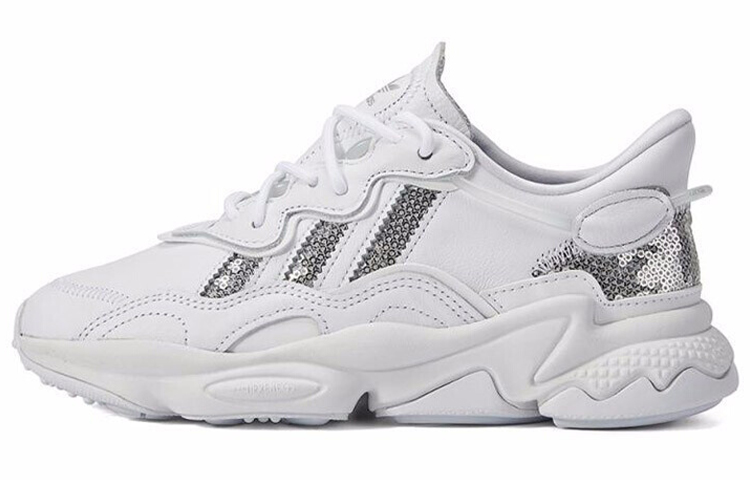 Женские кроссовки adidas originals Ozweego (бело-серые) — Белыйтёмно-серый — фото 1