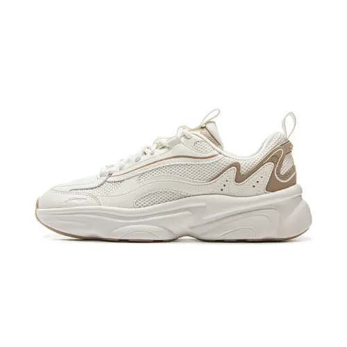 Li Ning Cushioning Slip Resistant Abrasion Resistant Support Low top Casual Shoes Women's White Gray Brown